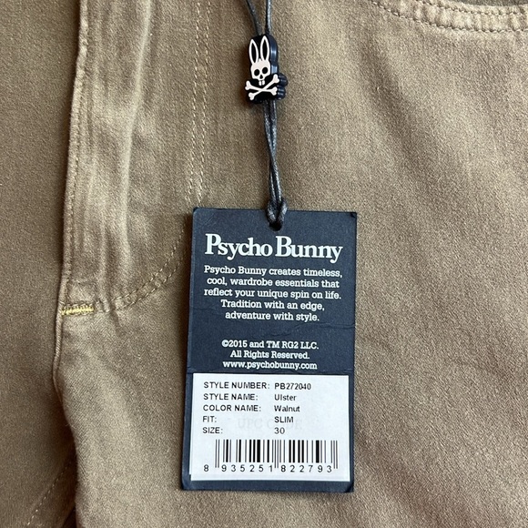 Psycho Bunny by Robert Godley Ulster Walnut Slim. fit Twill pants SZ 30 - Picture 10 of 13